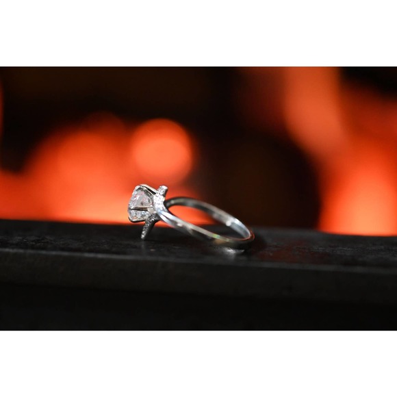 Art Deco Engagement Ring, Raw Diamond Ring, Sterling Silver Engagement R… - Picture 3 of 4